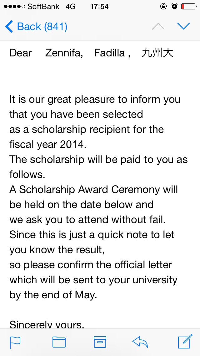 Akhirnya beasiswa itu datang